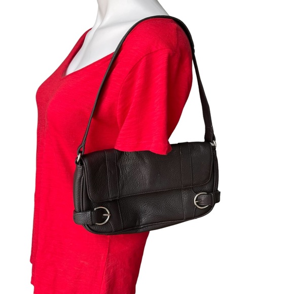 ANNE TAYLOR LOFT Brown Leather Baguette Handbag - Picture 3 of 13